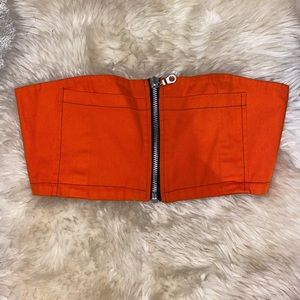 Ragged priest zip-up tube top